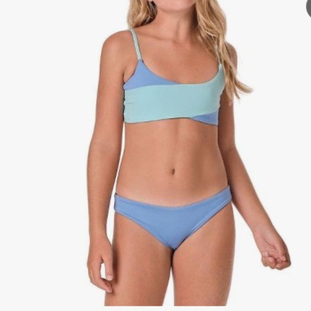 Submarine Girls Line Crossed Swimwear, Blue